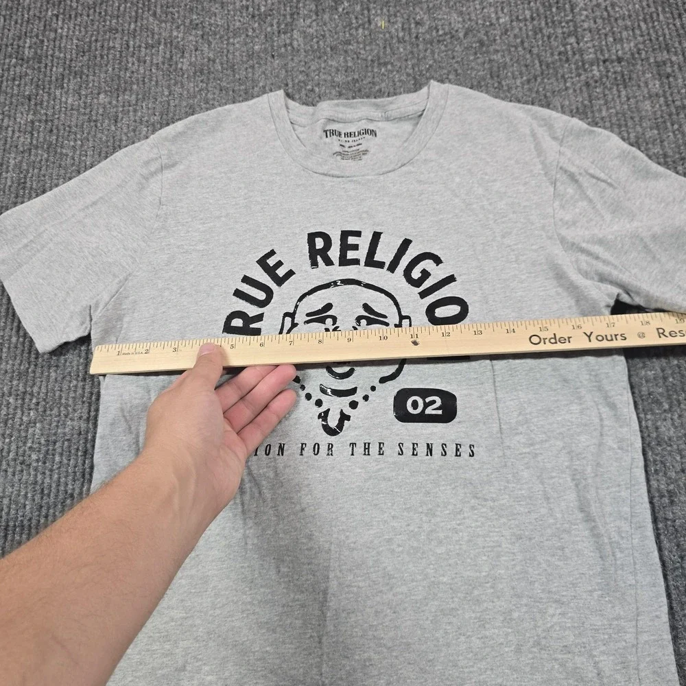 True Religion Shirt Mens Small Gray Buddha 2002 Fashion For Senses Graphic‎ Tee